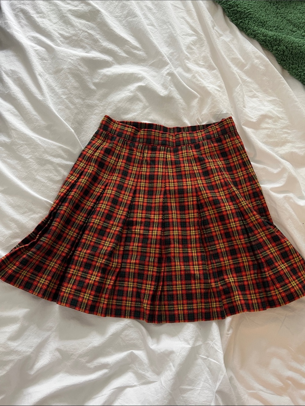 Red Plaid Pleated Women's Skirt